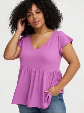 torrid Lilac Textured V-Neck Babydoll Top